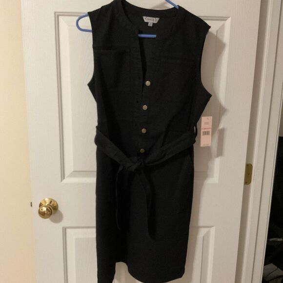 Nanette Lepore Sleeveless Denim Button Down Mini Dress Black Size 10 - Picture 2 of 10